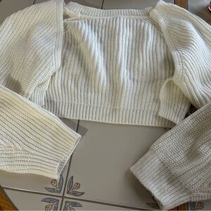 Cozy Cream Knit Open Crop Sweater